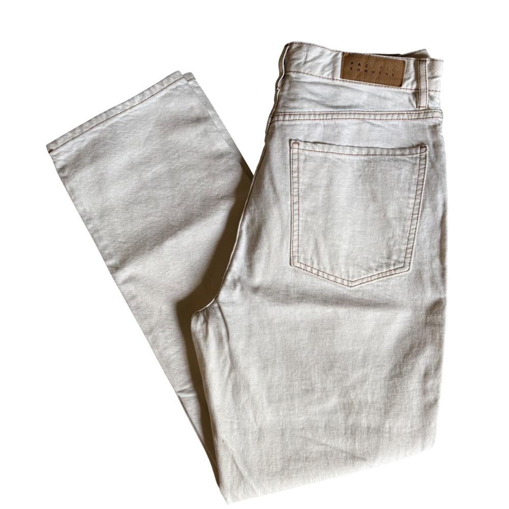 PACSUN Dad Jean Womens 29 Off White High Rise Button Fly Straight Leg Jeans